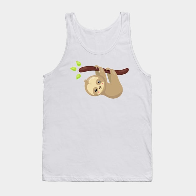 Cute Sloth, Little Sloth, Baby Sloth, Lazy Sloth Tank Top by Jelena Dunčević